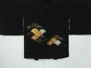リサイクル　菊青海波模様刺繍一ツ紋絵羽織